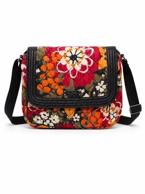 Vera Bradley Quilted Floral Shoulder Bag in Pink, Orange and Black